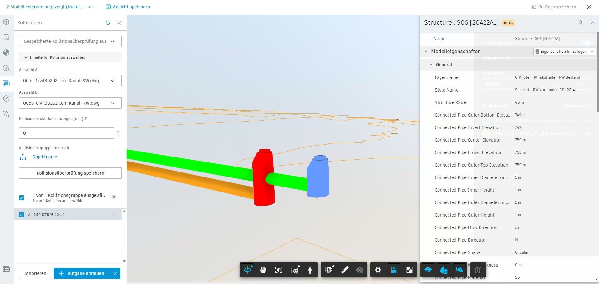 Kollisionsprüfung von Civil 3D-Objekten in Model Coordination