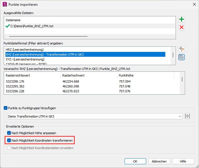 Koordinatentransformation beim Import von Punkten in Civil 3D – Abbildung 6
