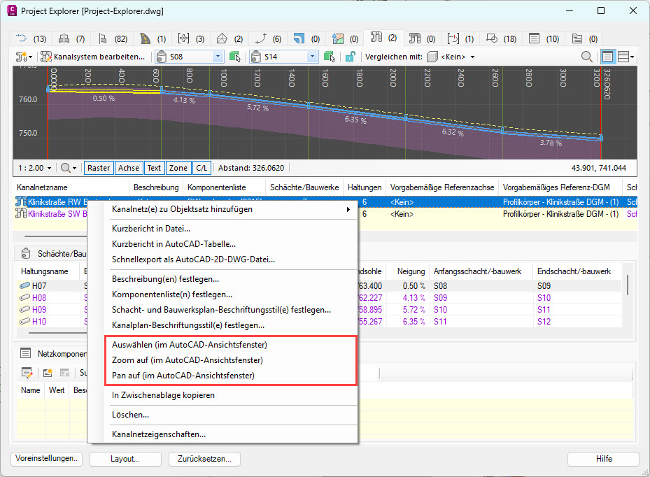 Kurzbefehle im Civil 3D Project Explorer – Abbildung 1