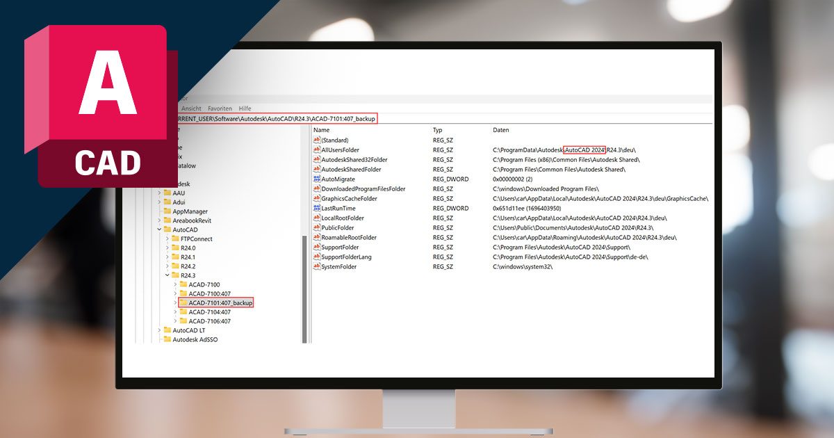 Benutzerprofil von AutoCAD &amp; Co. manuell zurücksetzen