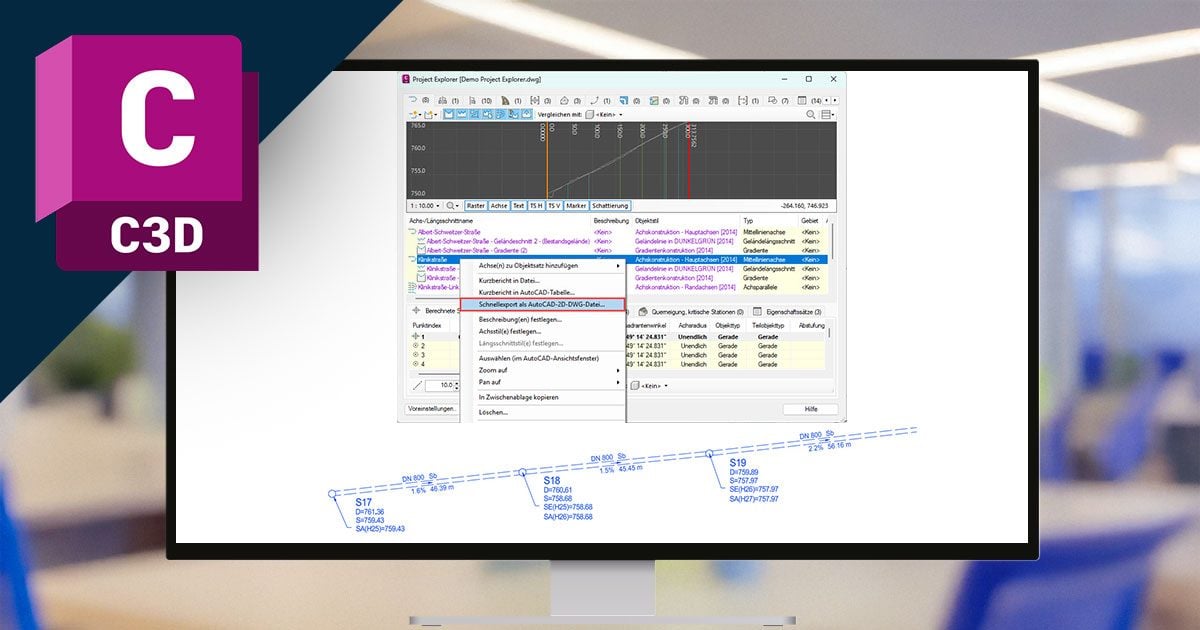 Export von Einzelobjekten mit dem Civil 3D-Project Explorer