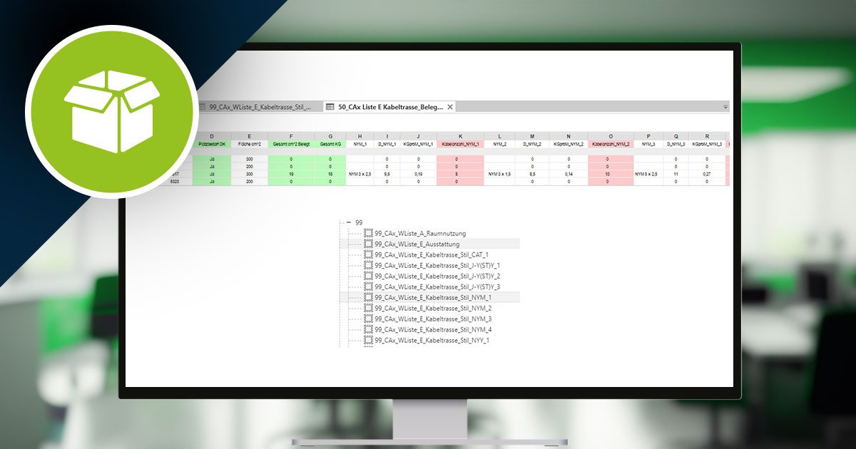 Kabeltrassenbelegung mit der auxalia Revit ProjectBox planen