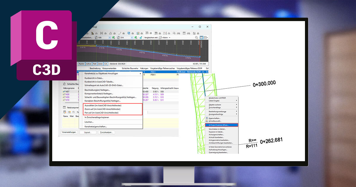 Kurzbefehle im Civil 3D Project Explorer