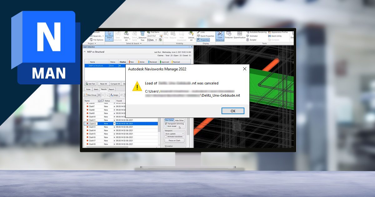 Öffnen einer RVT-Datei in einer neueren Navisworks-Version