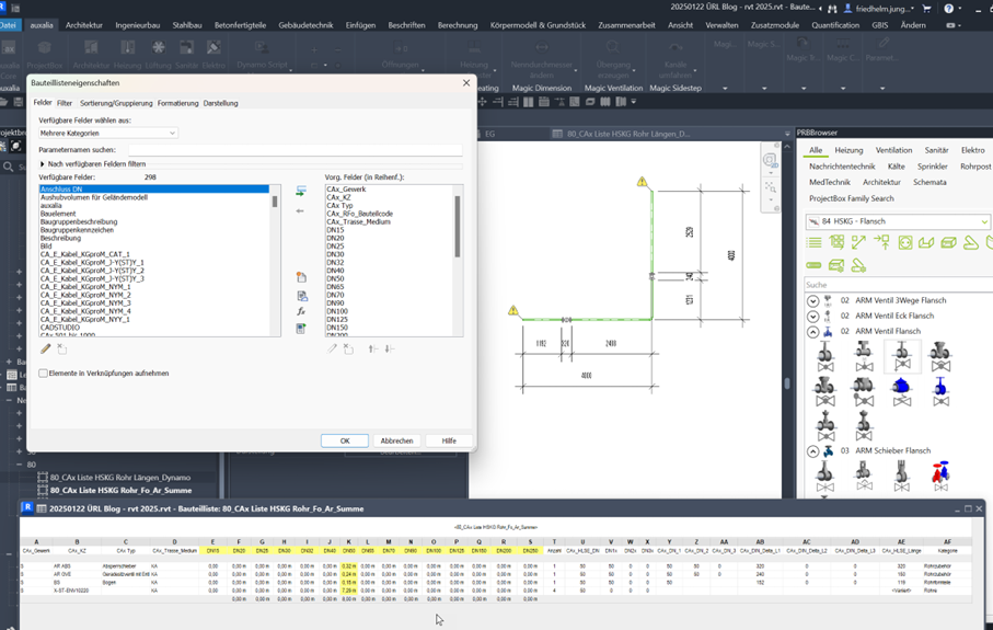 Rohrlängen in Revit übermessen – So hilft die Revit ProjectBox mit Bauteillisten und Skripten