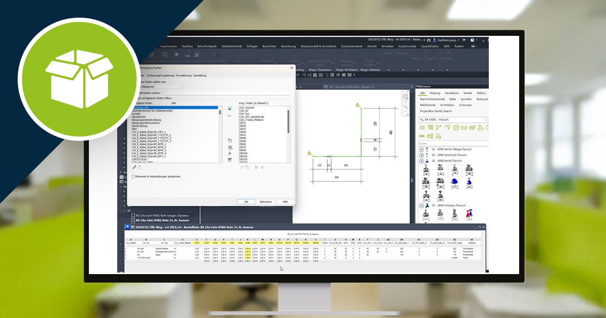 Rohrlängen in Revit übermessen – So hilft die Revit ProjectBox mit Bauteillisten und Skripten