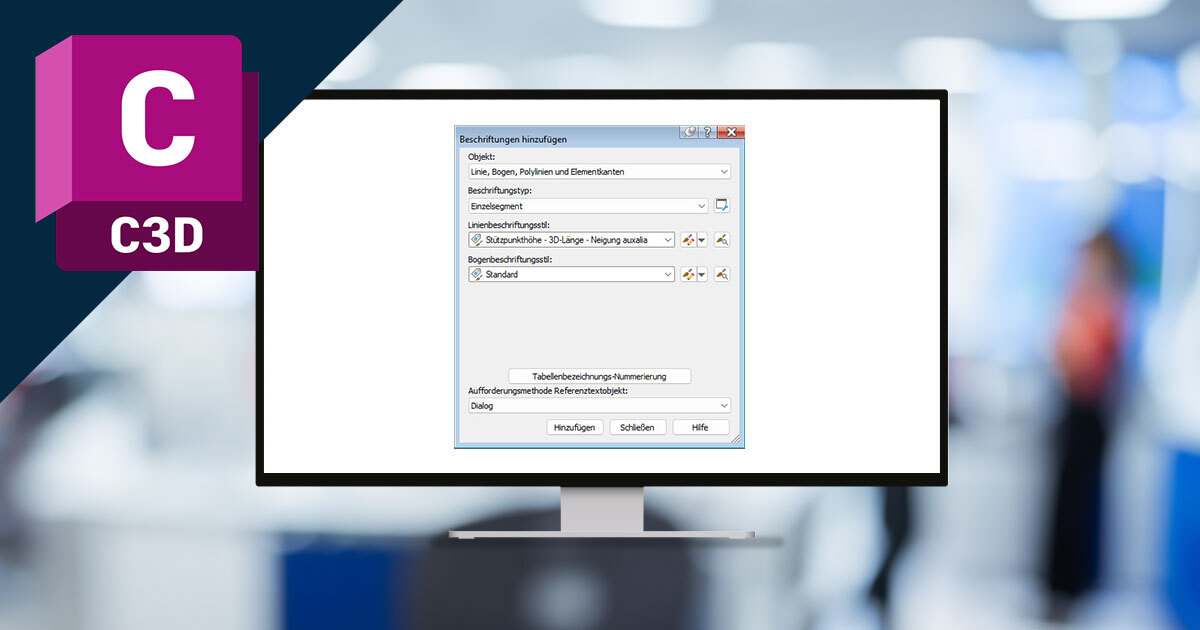 Segmente von Elementkanten in Civil 3D mit der 3D-Länge beschriften